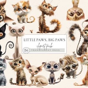 Clipart chats originaux, chat original, chats idiots, chat et souris, aquarelle chaton mignon, png pour tout-petits, licence commerciale, conception de cadeau chat