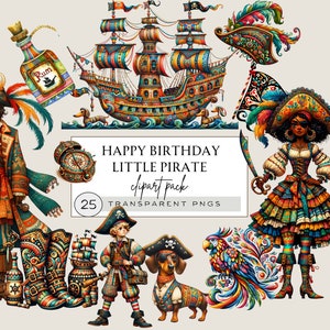 Anniversaire pirate Png, Bundle Png pirate, bateau pirate Png, pirates colorés, perroquet, clipart bébé garçon, pirate aquarelle Cliipart Bundle