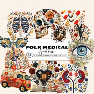 Doctor Office Clipart, Healthcare Medical Clipart, Anatomical Heart Clipart, Folk Medical, Folk Floral Heart Png,Stethoscope Png,Nurse Shirt