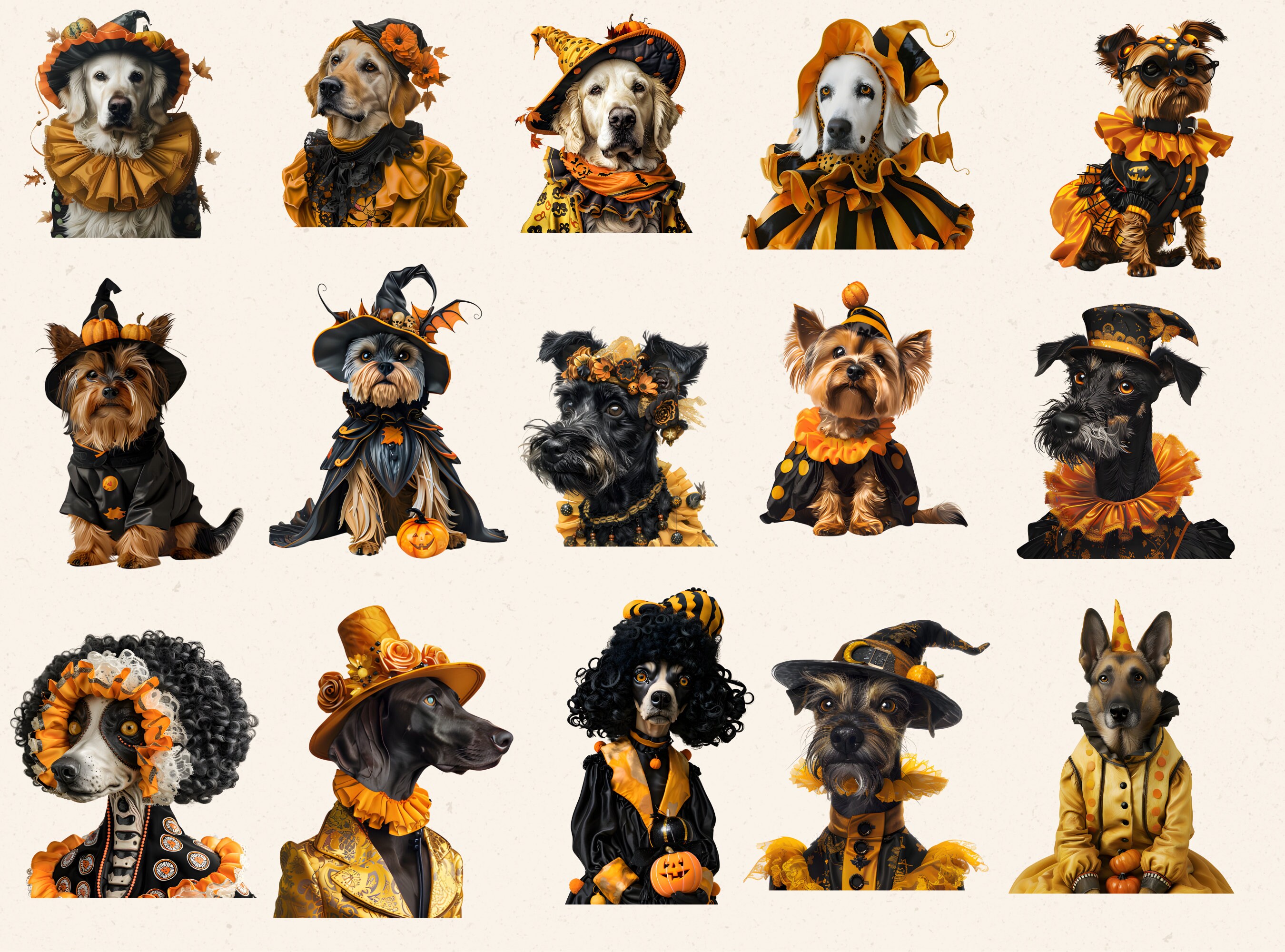 Halloween Dogs Clipart, Dog With Clothes Clipart, Cute and Funny Dog ...
