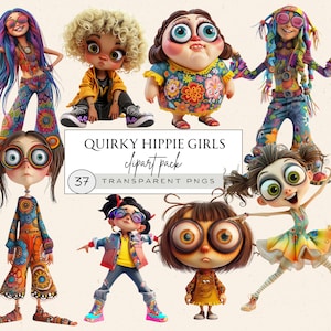 Clipart ragazza eccentrica, clipart ragazza hippie, clipart ragazza adolescente, clipart ragazza nera, clipart moda estiva, clipart moda modello fiore