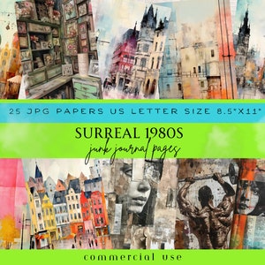 Pagine del diario spazzatura degli anni '80, diario spazzatura retrò, carta digitale, kit diario spazzatura degli anni '80, diario spazzatura multimediale misto, pagine di diario spazzatura collage