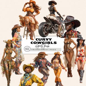 Kurvige Cowgirl Clipart, Afroamerikaner Cowgirl Clipart, kurvige Cowgirl Png, westliche Mädchen, Melanin Rodeo Königin schwarze Cowgirl Png, Wilder Westen