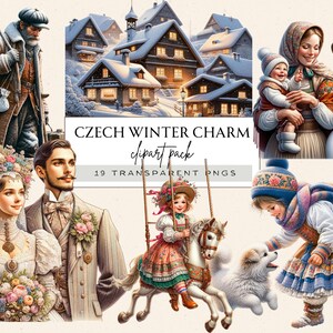 Winter Cottage huis clipart, aquarel winter dorp clipart, boho vrouw clipart, vintage kitten clipart, vintage meisje png