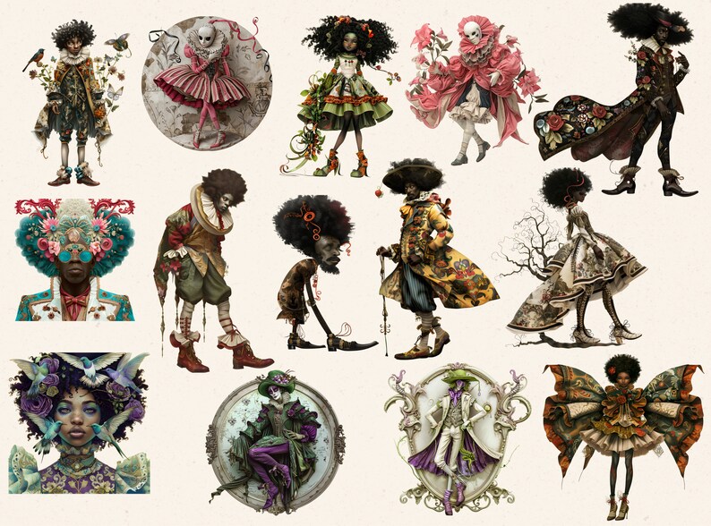 Whimsical Quirky Girl Clipart, Quirky People Clipart, Afro American ...