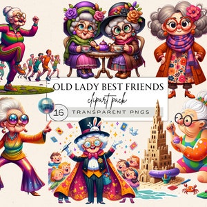 Alte lustige Damen Png, lustige alte Dame Png, Senior, die Spaß Clipart haben, alte beste Freunde Png, Großmutter Geschenk Tee Design, Dame tanzt Png