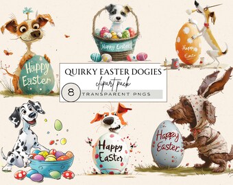Quirky Dogs Clipart, Quirky Animals Clipart, Birthday Balloons Clipart, Birthday Balloon Clipart, Happy Easter Sign Png, Easter Dogs Clipart