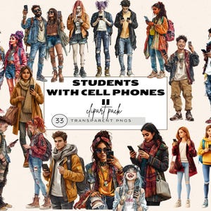 Clipart de adolescente, paquete de clipart de adolescente, clipart de adolescente, clipart para profesores, estudiantes con teléfonos celulares, estudiantes de secundaria