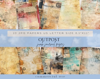 Junk Journal Ephemera Paper Outpost, Junk Journal Paper Outpost, Old Handwriting Junk Journal Pages, Letters And Stamps Old Junk Journal