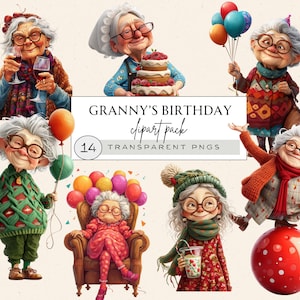 Gekke oma png, oude dame png, oude grappige dames png, overgrootmoeder png, afstudeerder met ballonnen, oma met glas wijn png, ouderen