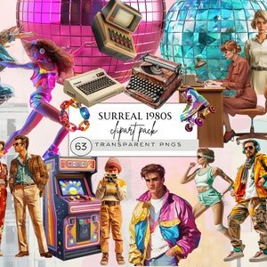 J'aime les cliparts des années 80, j'aime les cliparts des années 80, des cliparts personnage rétro, fabriqué en Png des années 80, des cliparts surréaliste, des cliparts Png de boule disco, des années 80