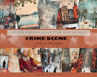 Junk Journal Kit Detective, Crime Scene Junk Journal, Gloomy Landscapes, London Docks, Investigator Junk Journal, Digital Paper, NY Skyline