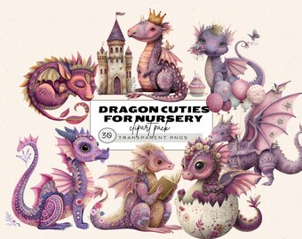 Flying Dragon Clipart, Dragon Clipart Nursery, Baby Dragons Baby Shower Clipart, Purple Dragon Clipart, Pink Baby Dragon Png, Gift For Baby