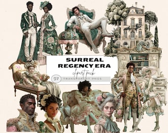 Regency Era Clipart, Regency Clipart, Junk Journal Kit Black Girl, Victorian Furniture Clipart, Victorian Lady Clipart, Lady Portraits