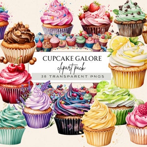 Paquete de cupcakes png, cupcake de fresa png, cupcake de frambuesa png, cupcake de lima png, imágenes prediseñadas de cupcakes de diferentes tipos, borde de imágenes prediseñadas