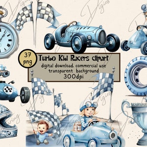 Retro raceauto clipart, race auto verjaardag clipart, racewagens clipart, babyjongen douche clipart, kinderfeestje png, Racing Party, autorace