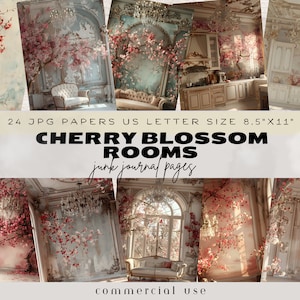 Kirschblüten Junk Journal, Cherry Junk Journal Kit, WhimsicalRooms Digitales Papier, Collagenpapier, Vintage Blumenzimmer, Scrapbooking