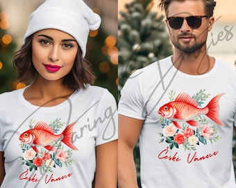 Celebrate traditional Czech Christmas with this design of carp, make unique Christmas gifts like t-shirts, mugs or invitations, love holiday