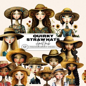 Whimsical Quirky Girl Clipart, Whimsical Spring Junk Journal Printables, Cute Girl Ephemera, African American Whimsical Junk Journal Png