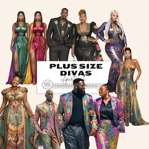 Plus Size African American Woman Clipart, Black Girl Clipart Unique, Elegant Black Girl Clipart,Planner Girl Clipart,African American Couple