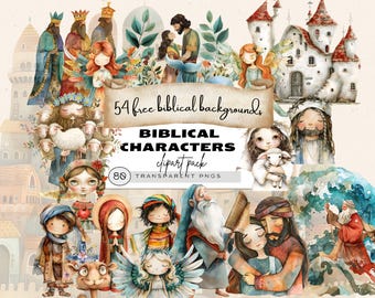Bible Story Clipart Bundle, Biblical Characters Clipart, Bible Characters, Noahs Ark Clipart, Biblical Clip Art, Nativity Scene Clipart