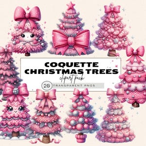 Aquarell Weihnachtsbaum Mit Rosa Schleifen Clipart, Aquarell Weihnachtsbaum Clipart, Rosa Weihnachtscliparts, Png