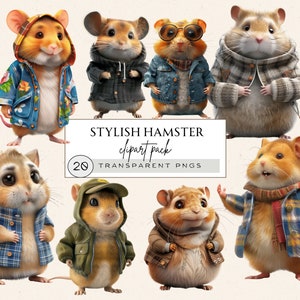 Hamster Clipart, Quirky Hamster Clipart, Funny Stylish Hamster In Clothes, Hamster Cartoon Png, Funny Hamster Family, Cute Hamster Clipart
