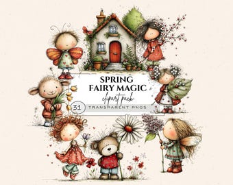 Forest Fairy Clipart, Enchanted Forest Png, Flower Spring Clipart, Magical Nursery Designs, Fairy Garden Clipart, Fun T-shirt Graphics