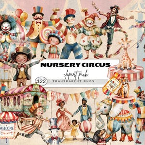 Circus thema clipart, circus verjaardag png bundel, vintage circus clipart, circus aquarel, circus dieren clipart, circustent clip art,