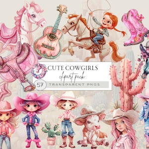 Cute Cowgirl Clipart, Watercolor Cowgirl Clipart, Pink Cowgirl Clipart, Cowgirl Coquette Clipart, Gift For Girl, Coquette Cowgirl Boots