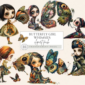 Clipart fille fantasque, fantaisiste des cliparts, clipart fille papillon, fille papillon Png, Png femmes fantaisistes, clipart insecte
