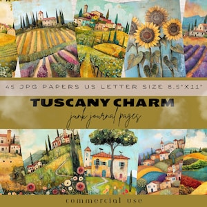Italian Junk Journal Digitals, Tuscany Junk Journal Pages, Summer Junk Journal Kits Printable, Italy Junk Journal,Dreamy Landscapes,Lavender