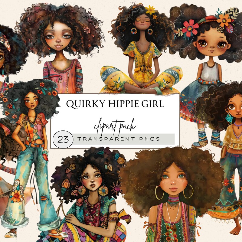 Whimsy Hippy Whimsical Hippie Clipart - Etsy