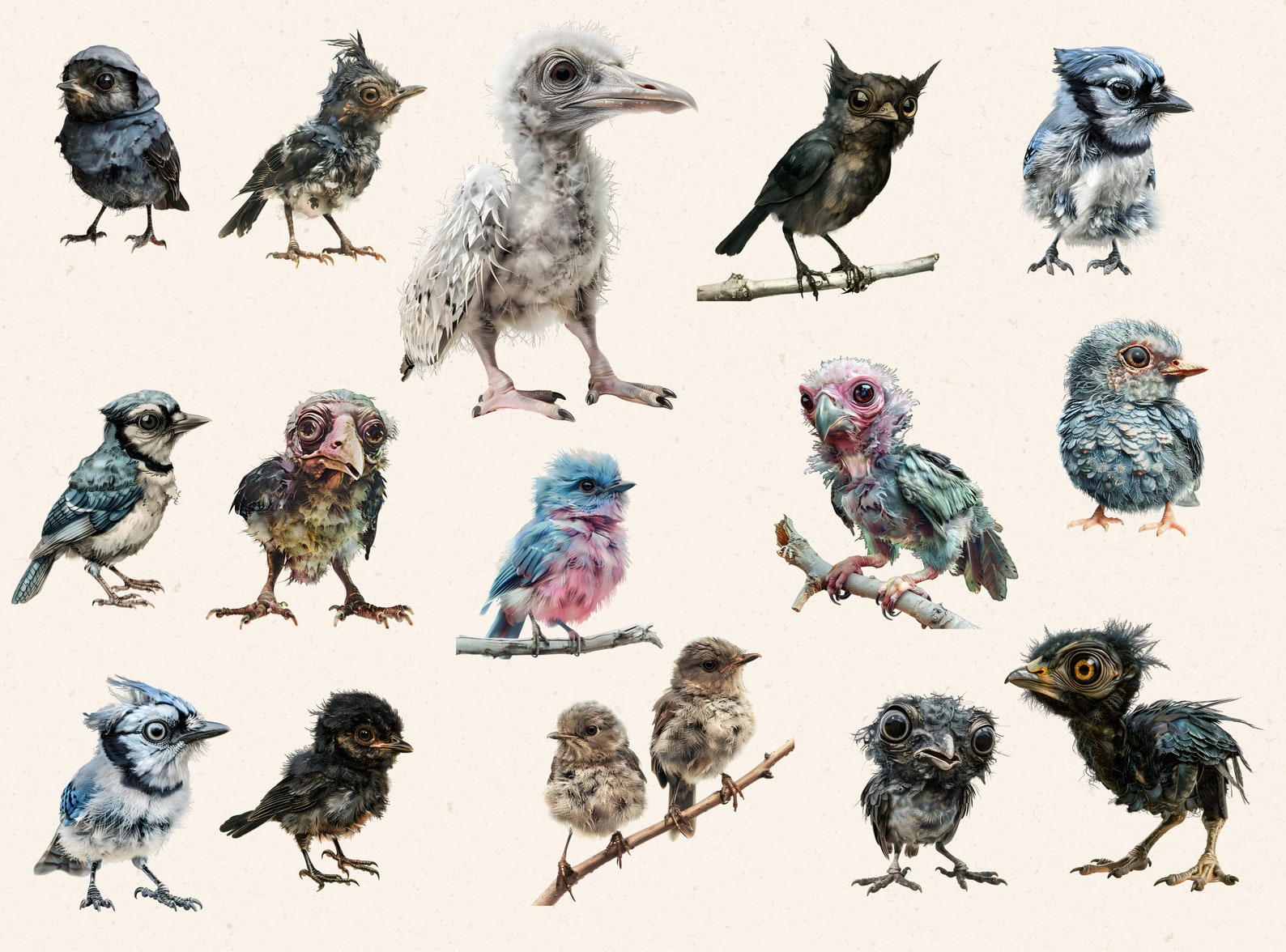 Grumpy Birds Clipart, Funny Bird Clipart Bundle, Quirky Bird Clipart ...