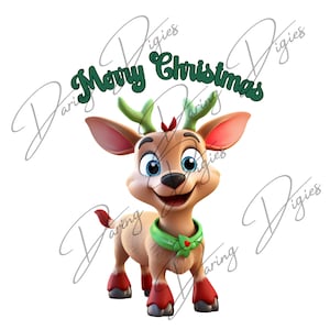 Clipart Noël renne aquarelle, un modèle à imprimer sur n'importe quoi, mignon beau Rudolph, voeux de joyeux Noël, célébrez-le !