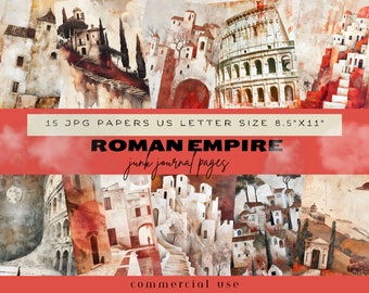 Páginas del diario basura del Imperio Romano, papel digital, kit de diario basura vintage, diario basura de historia, diario basura de la antigua Roma, ciudad romana