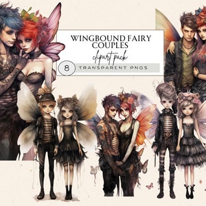 Clipart Wunderliche Mädchen Fee, wunderliche Fee paar Clipart, Gothic Fee Clipart, Fee Valentinstag Png, Wunderliche Teenager Png, Goth Png