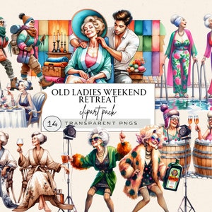 Oude dame clipart, grappige oma clipart, grappige oude dame png, oude dames op vakantie clipart, retraite clipart, oude dames wandelen, wellness png