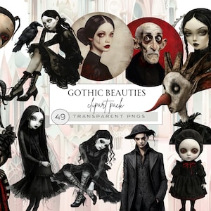 Victorian Gothic Girl Clipart, Gothic Doll Clipart, Gothic Characters Clipart, Goth Girl Clipart, Gothic Couple, Scary Gothic Baby, Doll Png