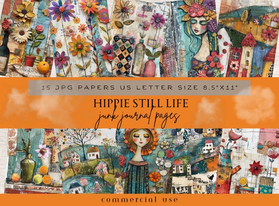 Junk Journal Page, Hippie Junk Journal Pages, Summer Floral