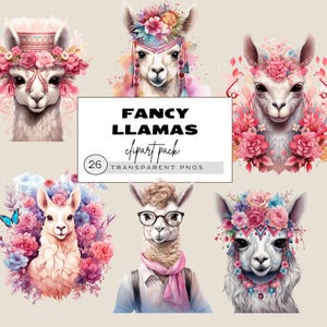 Watercolor Llama Bundle Clipart, watercolor llama png, watercolor clipart, pastel color llamas, clipart png, clipart llama bundle, llama png