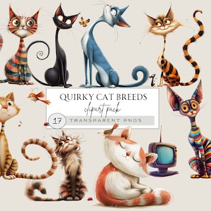 Aquarell schrulligen Tier Clipart, wunderliche Katze Clipart, schrulligen Tier Clipart, schrulligen Katzen Clipart, Katzenrasse Clipart, exotische Perserkatze