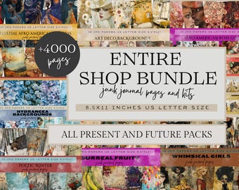 Junk Journal Entire Shop Bundle, Whole Shop Bundle Junk Journal, Whole Shop Bundle Papers, Whole Shop Pass, All Access Pass To Digital Paper