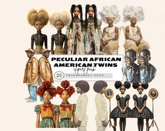 Peculiar People Clipart, Surreal Characters Clipart, African American Vintage Portraits,Spooky Whimsical Girls Clipart,Junk Journal Ephemera