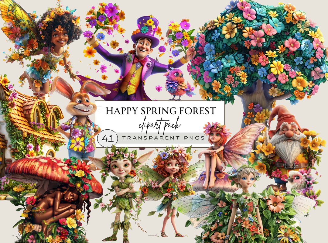 Magical Fairy Garden Clipart, Floral Fairy Garden Clipart, Magical ...
