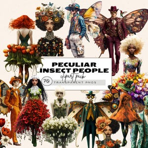 Clipart personnages particuliers, clipart insectes, personnages floraux, personnages originaux, personnages fantaisistes Png, libellule Png, homme papillon