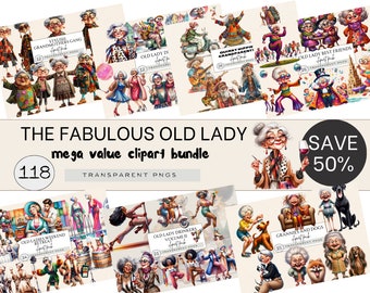 Funny Old Ladies Clipart, Old Lady Friends Clipart, Funny Grandma Clipart, Grandma Party, Cool Grandma Clipart, Grandma Partying,Mega Bundle