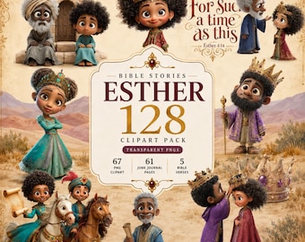 Esther Bible Story Clipart, Kids Bible Scenes, Christian Png, Biblical Characters, Sunday School Art, Bible Verse, Religious Clipart Bundle