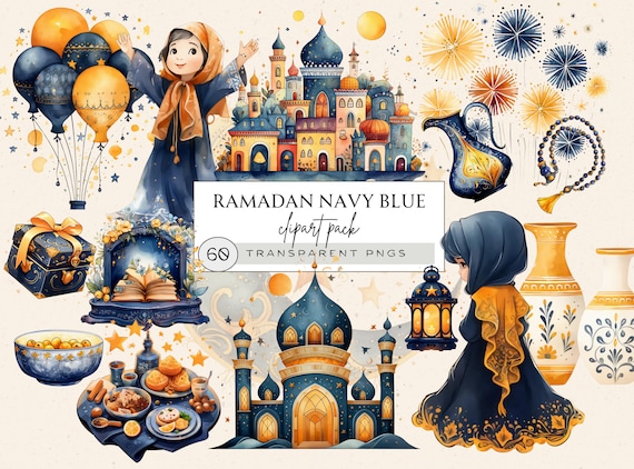 Eid Mubarak Clipart, Eid Clipart, Ramadan Clipart, Ramadan Kareem Clipart, Ramadan Sublimation Png, Eid Mubarak Png, Islamic Clipart, Navy