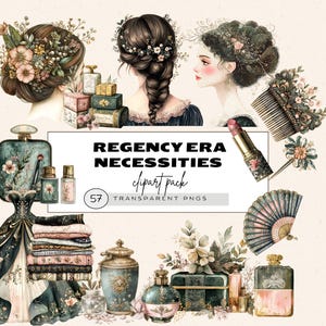 Regency Era Clipart, Vintage Beauty Clipart, Vintage Cosmetics Ephemera, Regency Era Wedding, Wedding Invitation Png, Victorian Ephemera